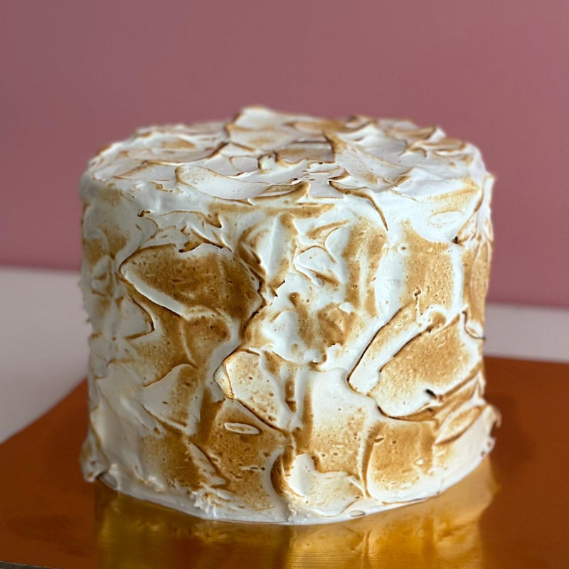 Cake of Dark Chocolate, Almond, Torched Meringue