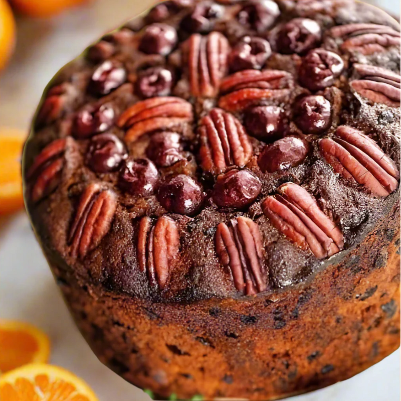 Aged Cognac, Pecan, Mandarin Fruit Cake