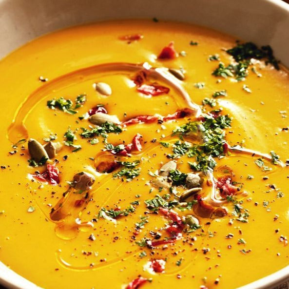 Pumpkin Soup with Candied Hazelnut