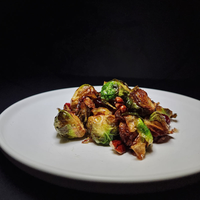 Baked Brussel Sprouts, Yuzu, Pecan Nuts and Cranberry